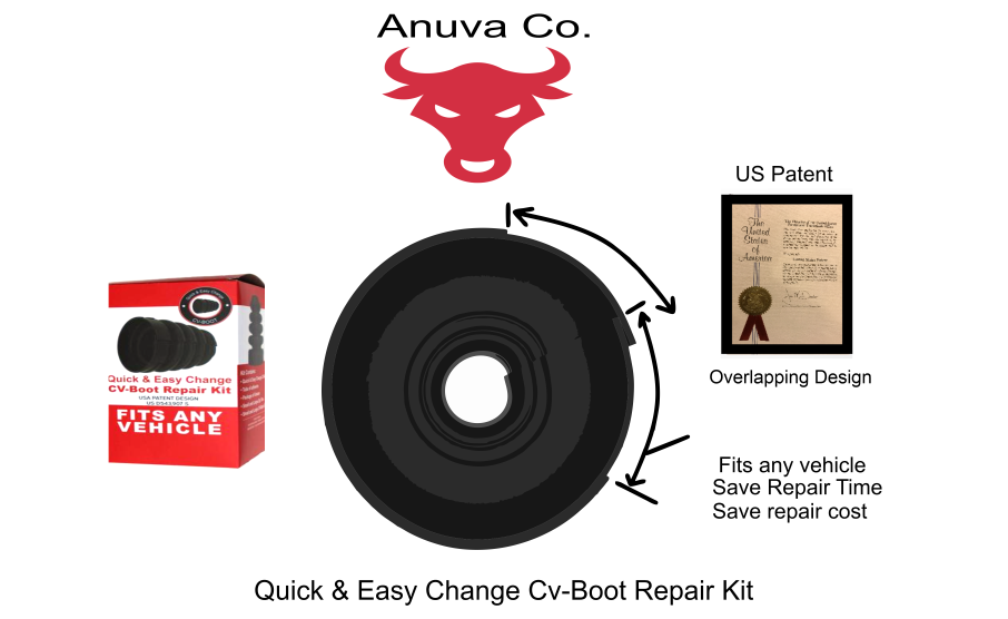 Universal split overlapping axle boot replacement kit for torn inner and outer axle joint boot cover