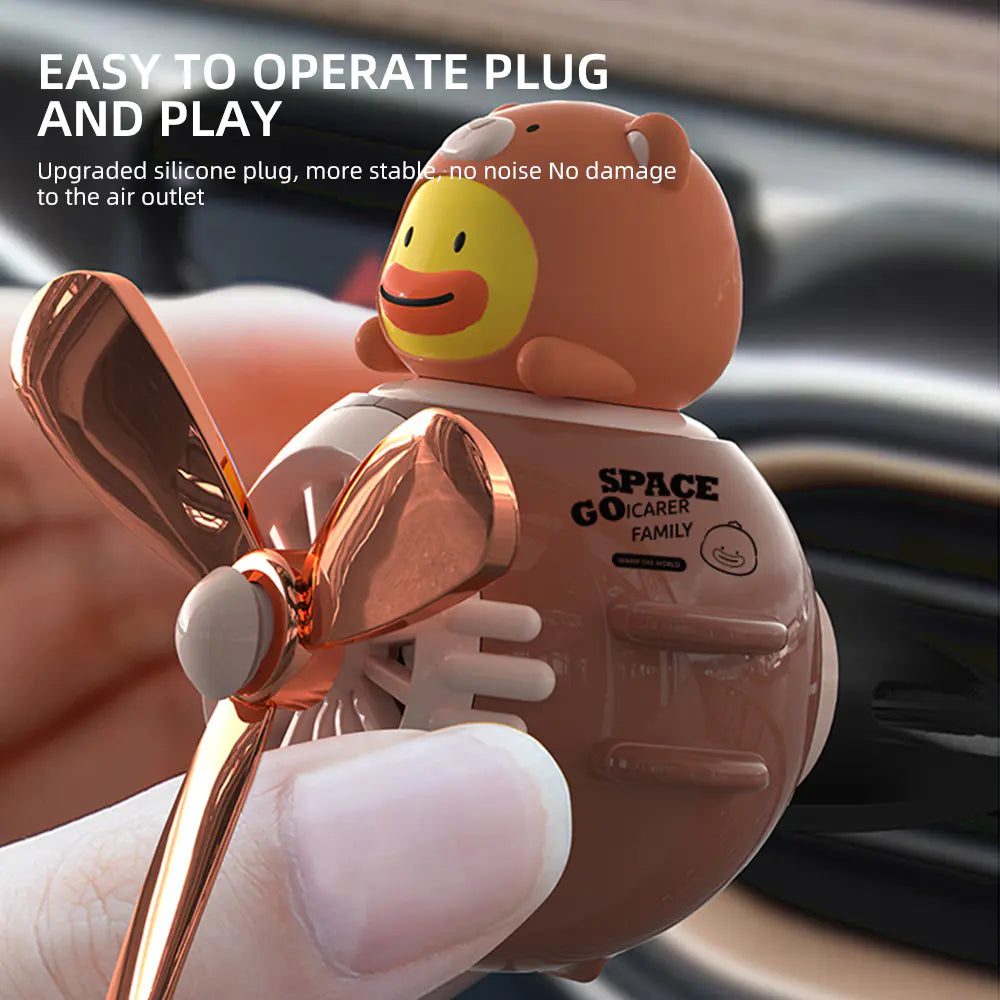 Cartoon Pilot Car Air Freshener with Rotating Propeller