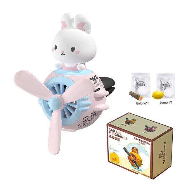 Cartoon Pilot Car Air Freshener with Rotating Propeller
