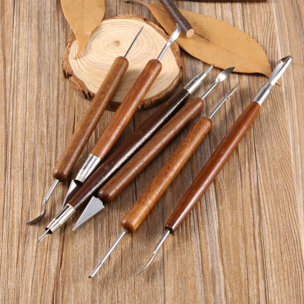 Clay Sculpting Tools Set - 6 Pieces with Scrapers