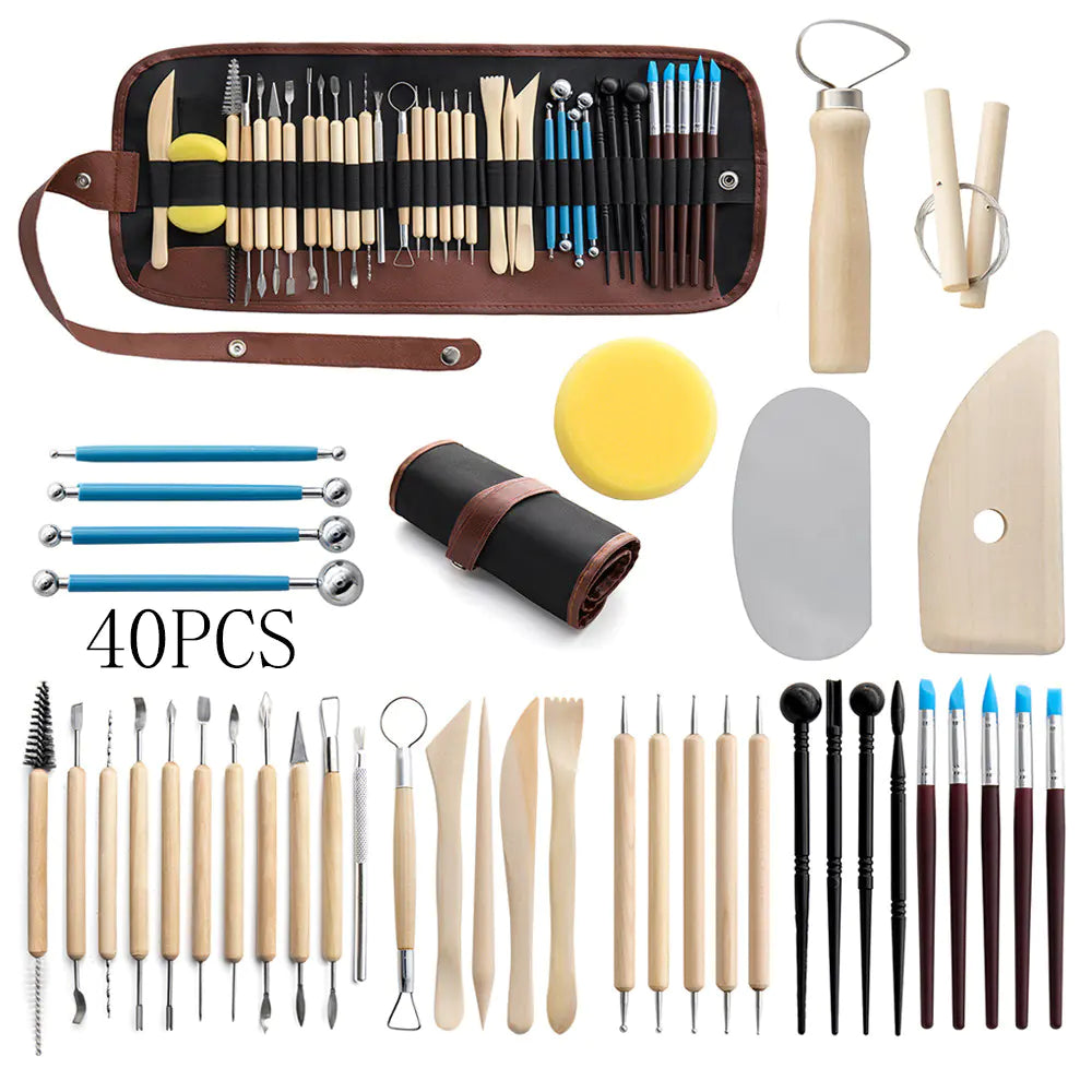 40-Piece Clay Sculpture and Ceramic Tool Set