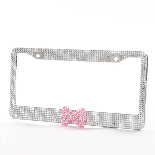 Rhinestone Bow Car License Plate Frame with Acrylic