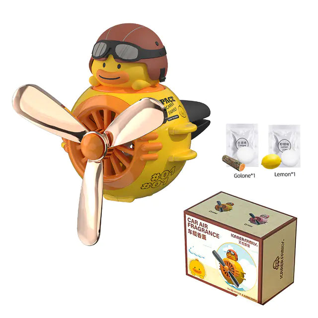 Cartoon Pilot Car Air Freshener with Rotating Propeller