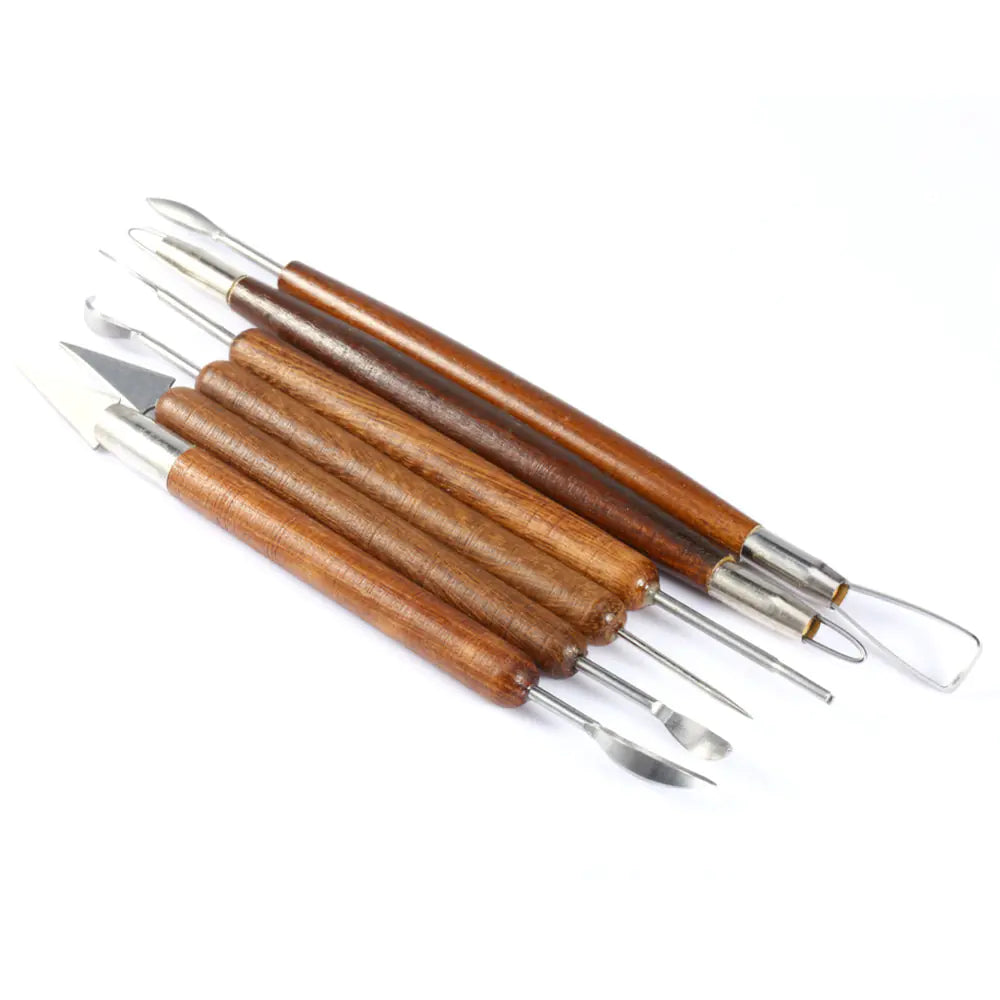 Clay Sculpting Tools Set - 6 Pieces with Scrapers