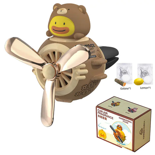 Cartoon Pilot Car Air Freshener with Rotating Propeller