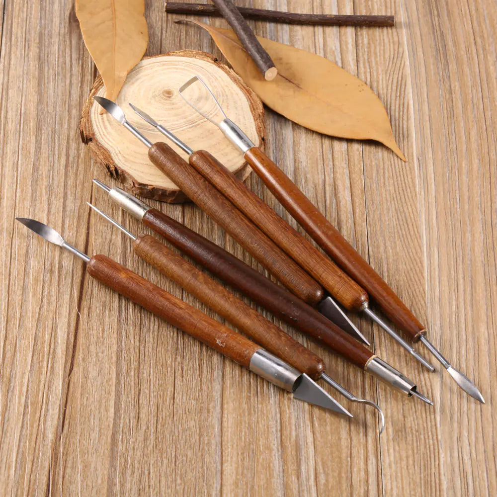 Clay Sculpting Tools Set - 6 Pieces with Scrapers