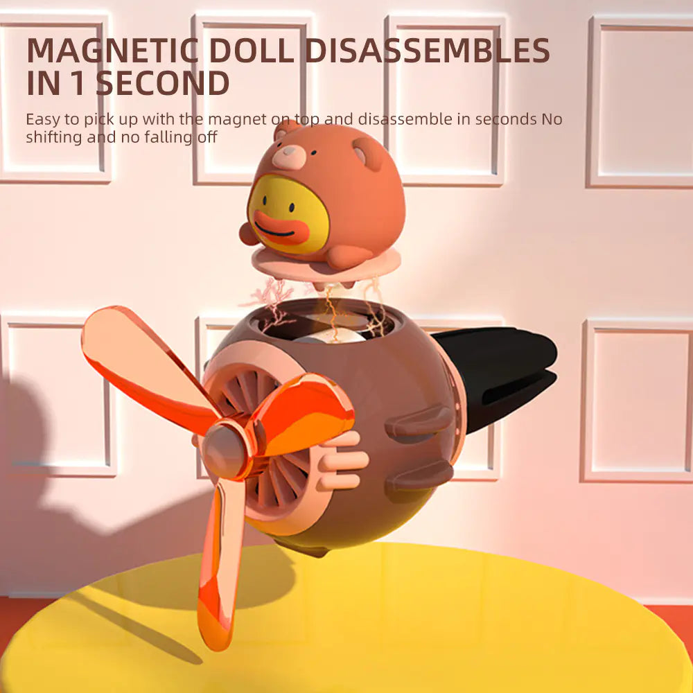 Cartoon Pilot Car Air Freshener with Rotating Propeller